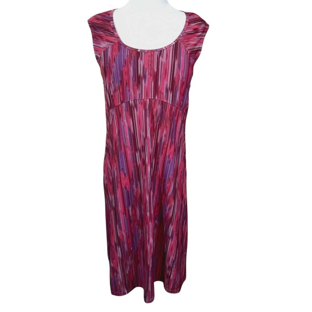 PRANA Built-in Bra Athletic Sporty Dress Medium Empire Waist Artsy Print Stretch